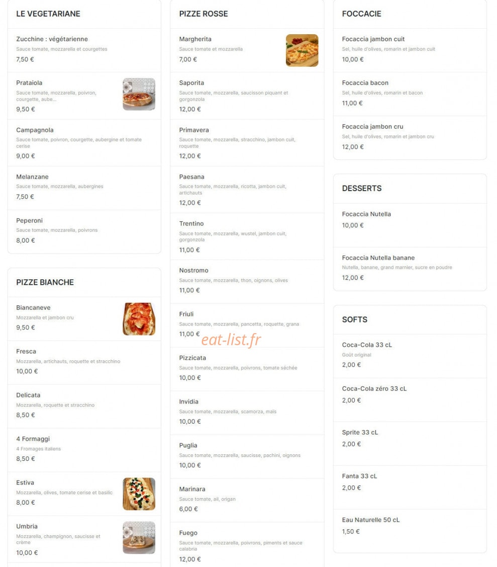 Pizzicata Store — carte page 1
