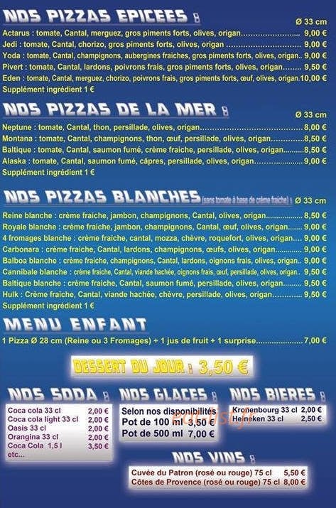 Planet pizza — carte page 4
