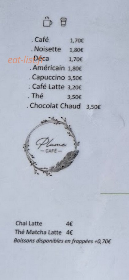 Plume Cafe — carte page 3