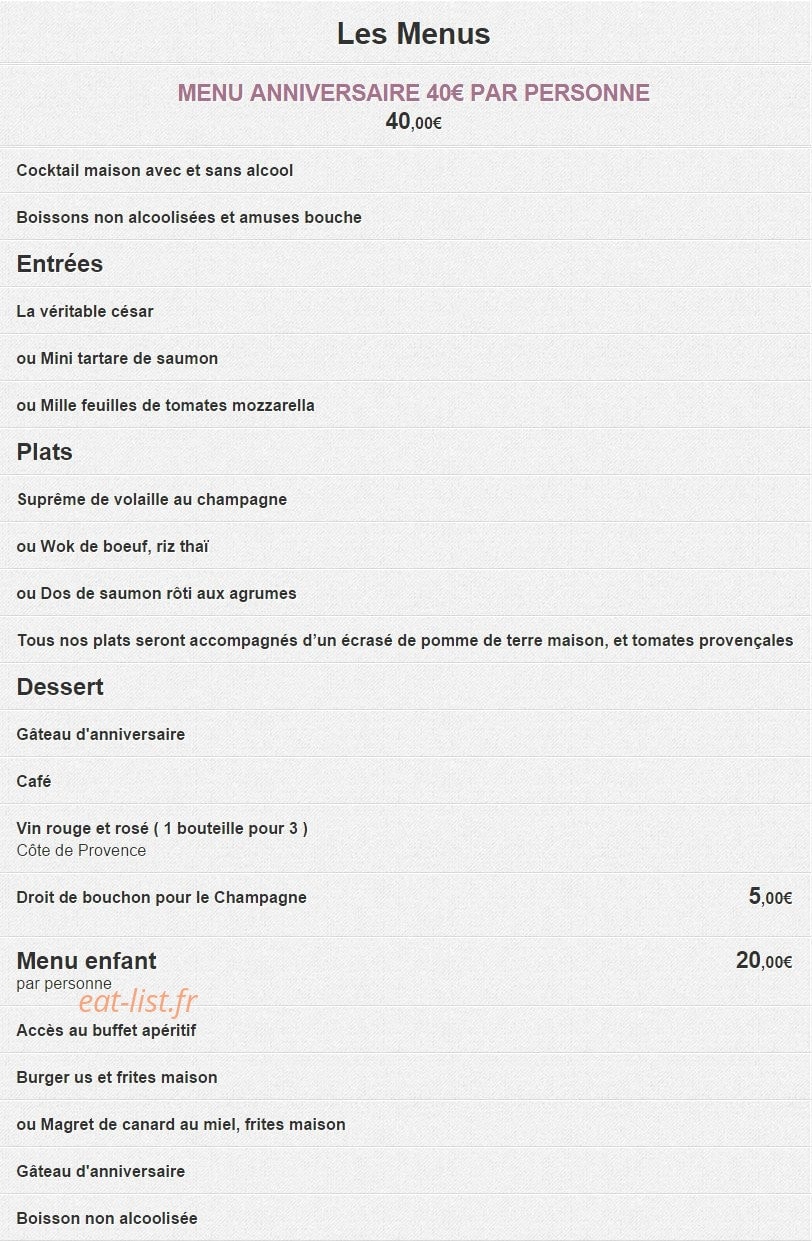 Restaurant de la Victorine — carte page 3