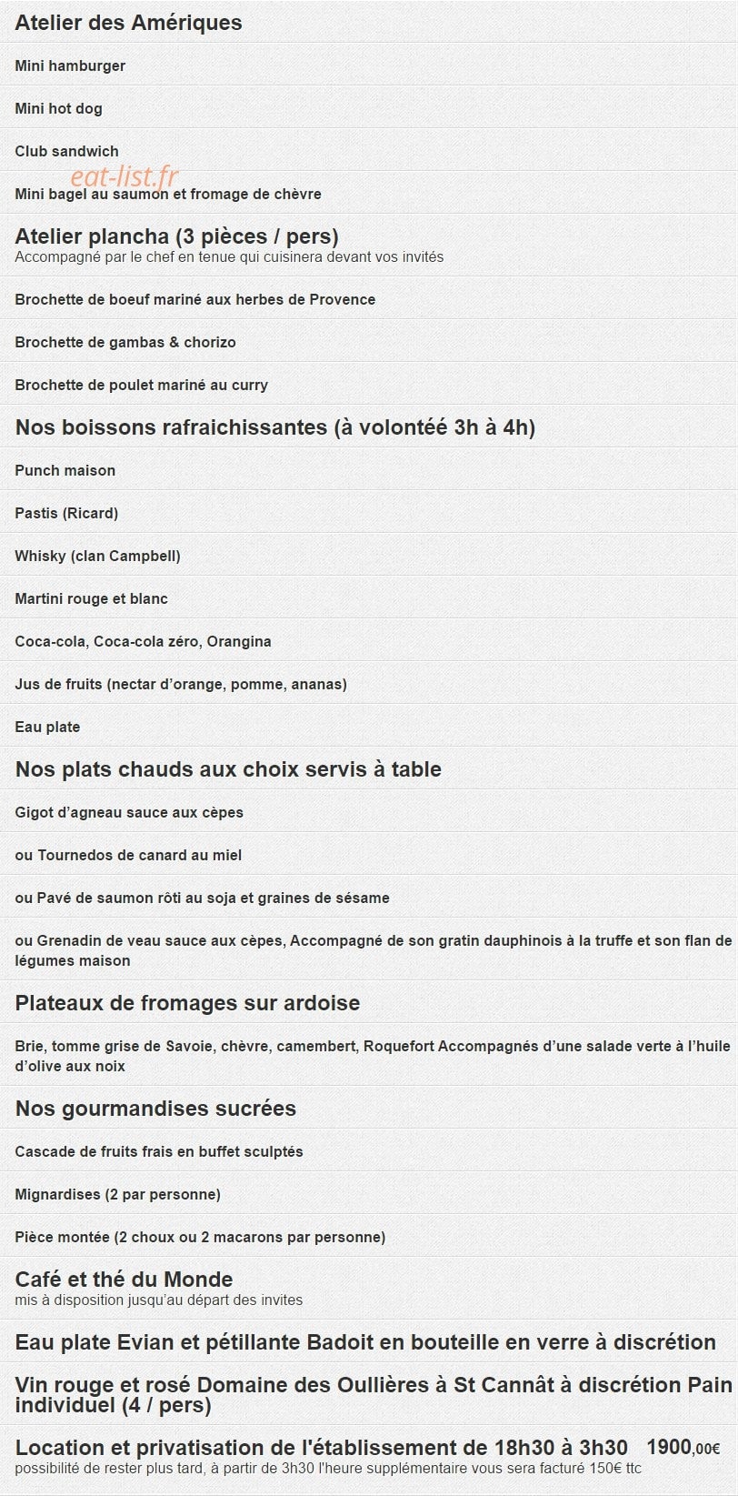 Restaurant de la Victorine — carte page 10