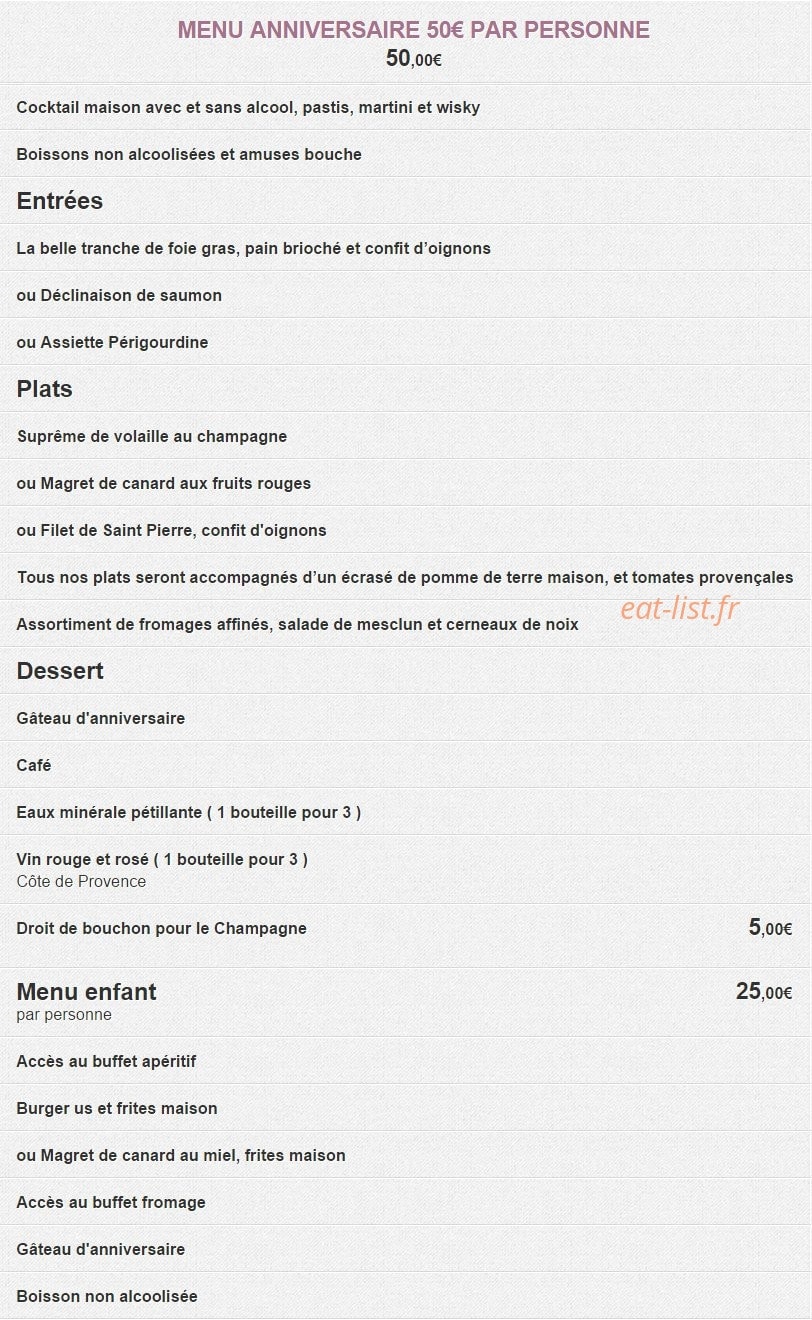 Restaurant de la Victorine — carte page 5