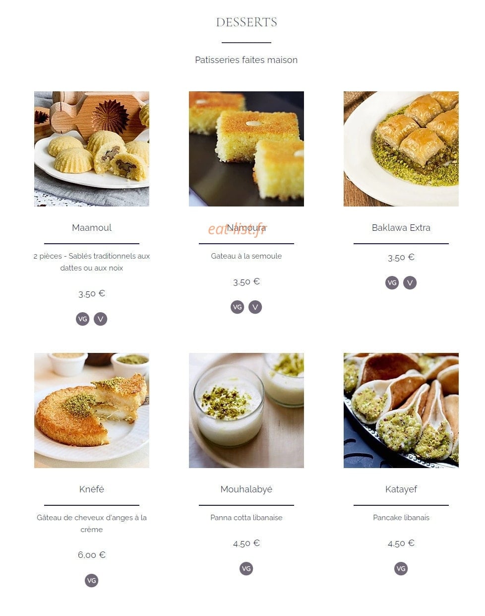 Restaurant Ishtar — carte page 8