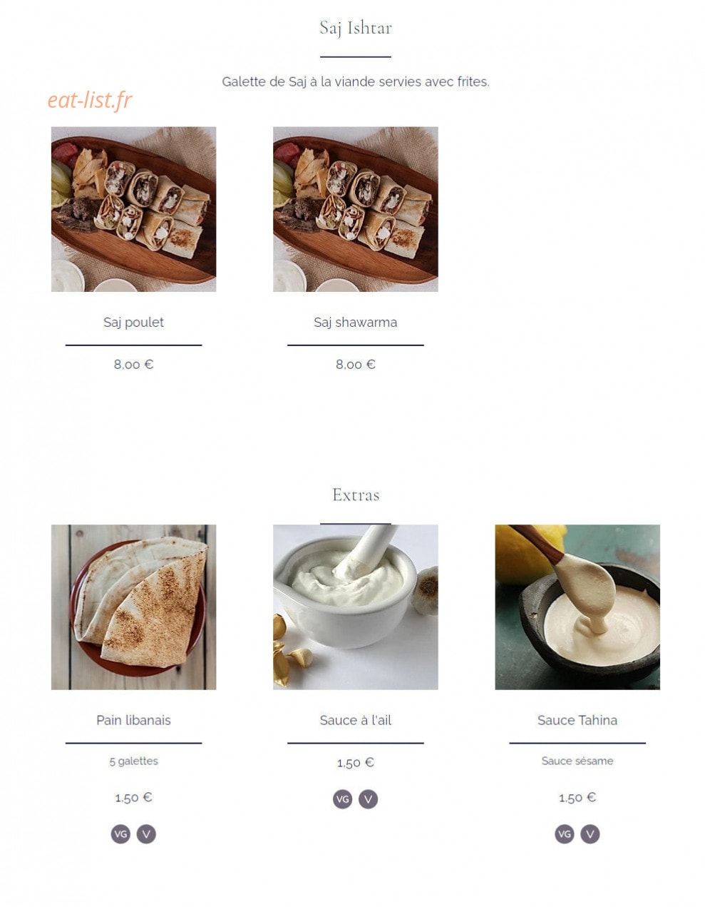 Restaurant Ishtar — carte page 7