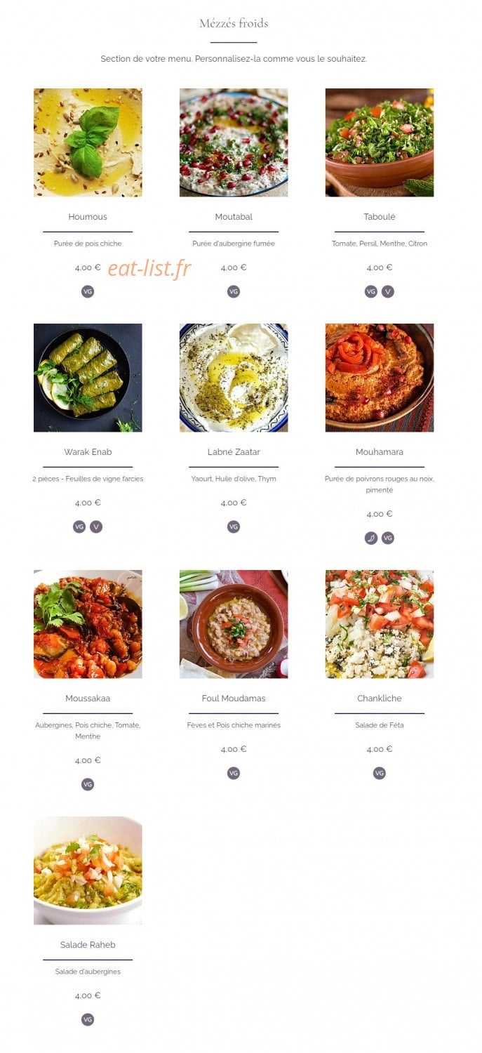 Restaurant Ishtar — carte page 4