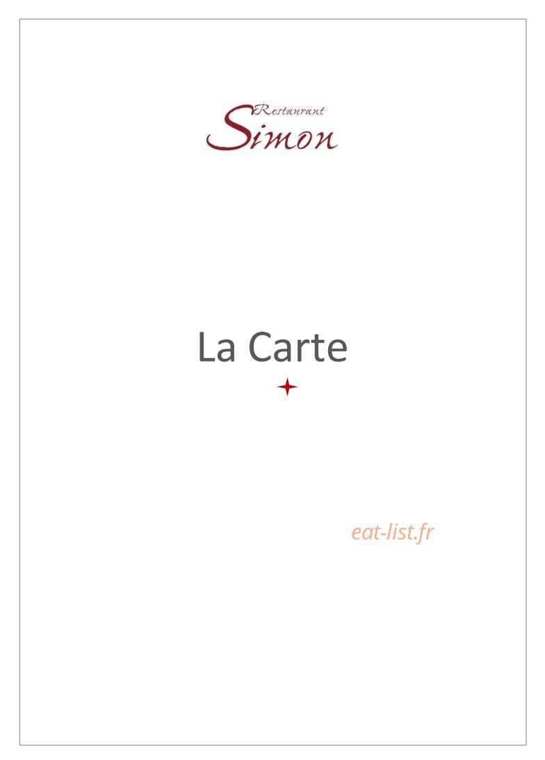 Restaurant Simon — carte page 1