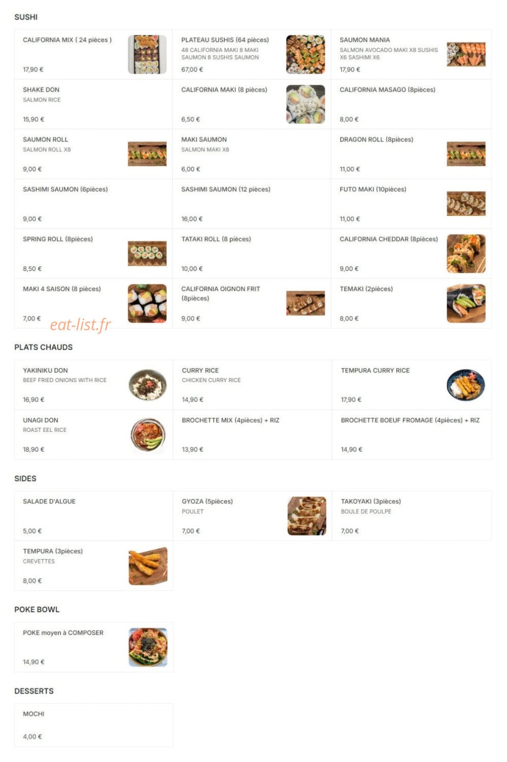 Rice Bowl — carte page 1