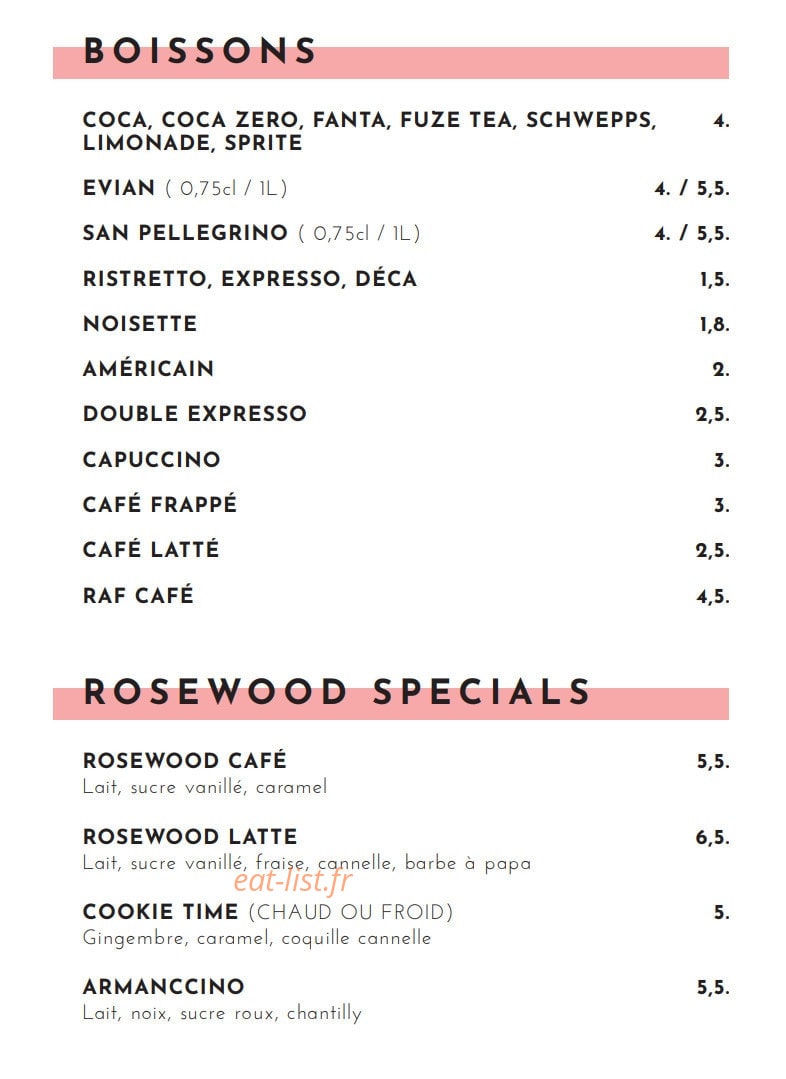 Rosewood Cafe — carte page 4