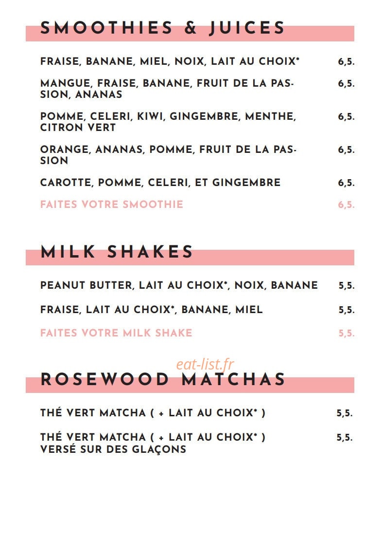Rosewood Cafe — carte page 5