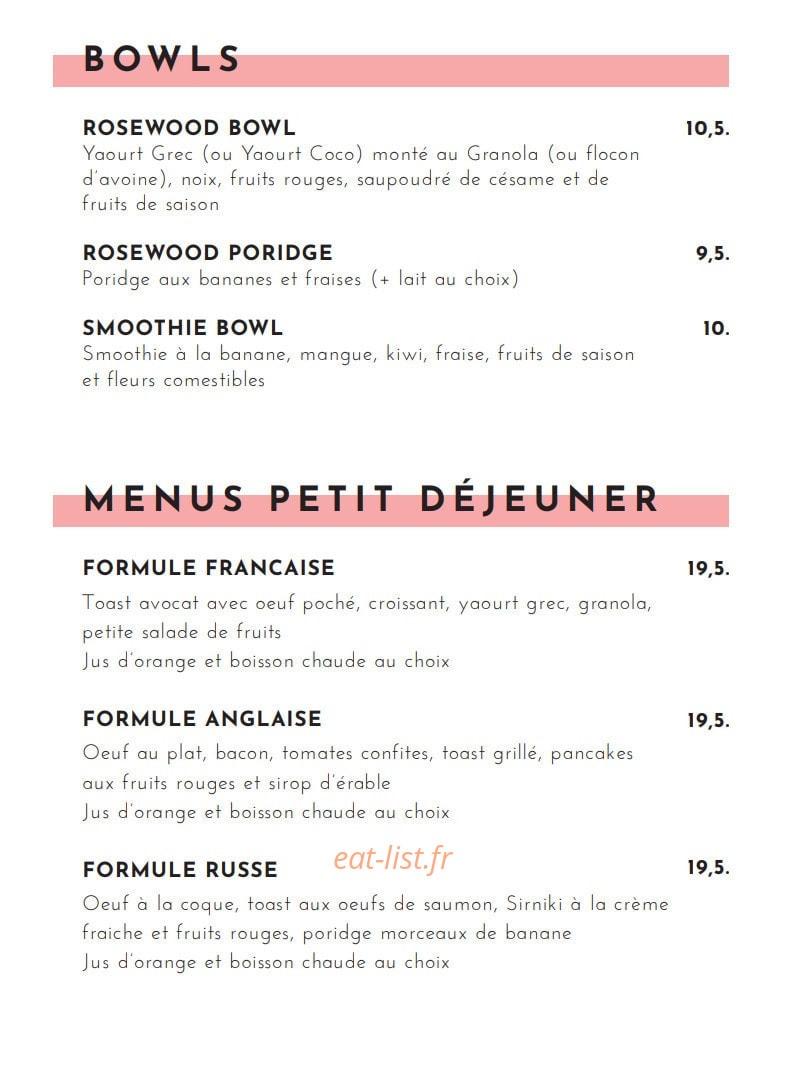 Rosewood Cafe — carte page 3