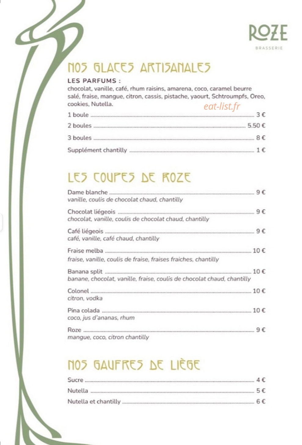 Roze Brasserie — carte page 4