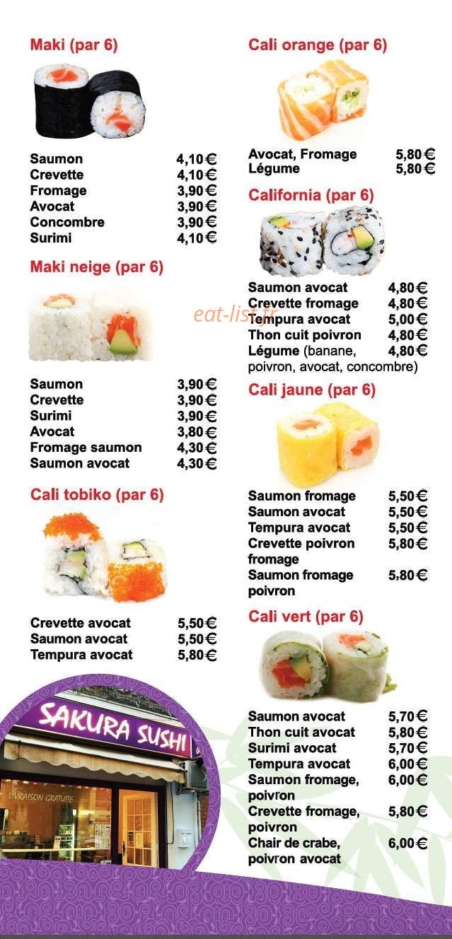 Sakura Sushi — carte page 5