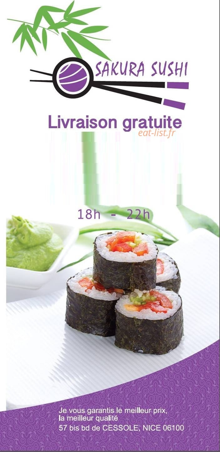 Sakura Sushi — carte page 1