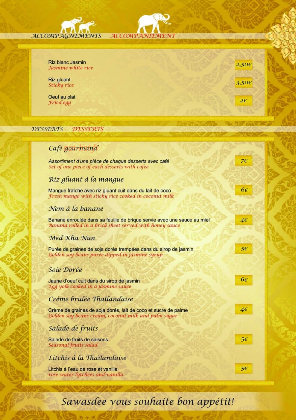 Sawasdee — carte page 7