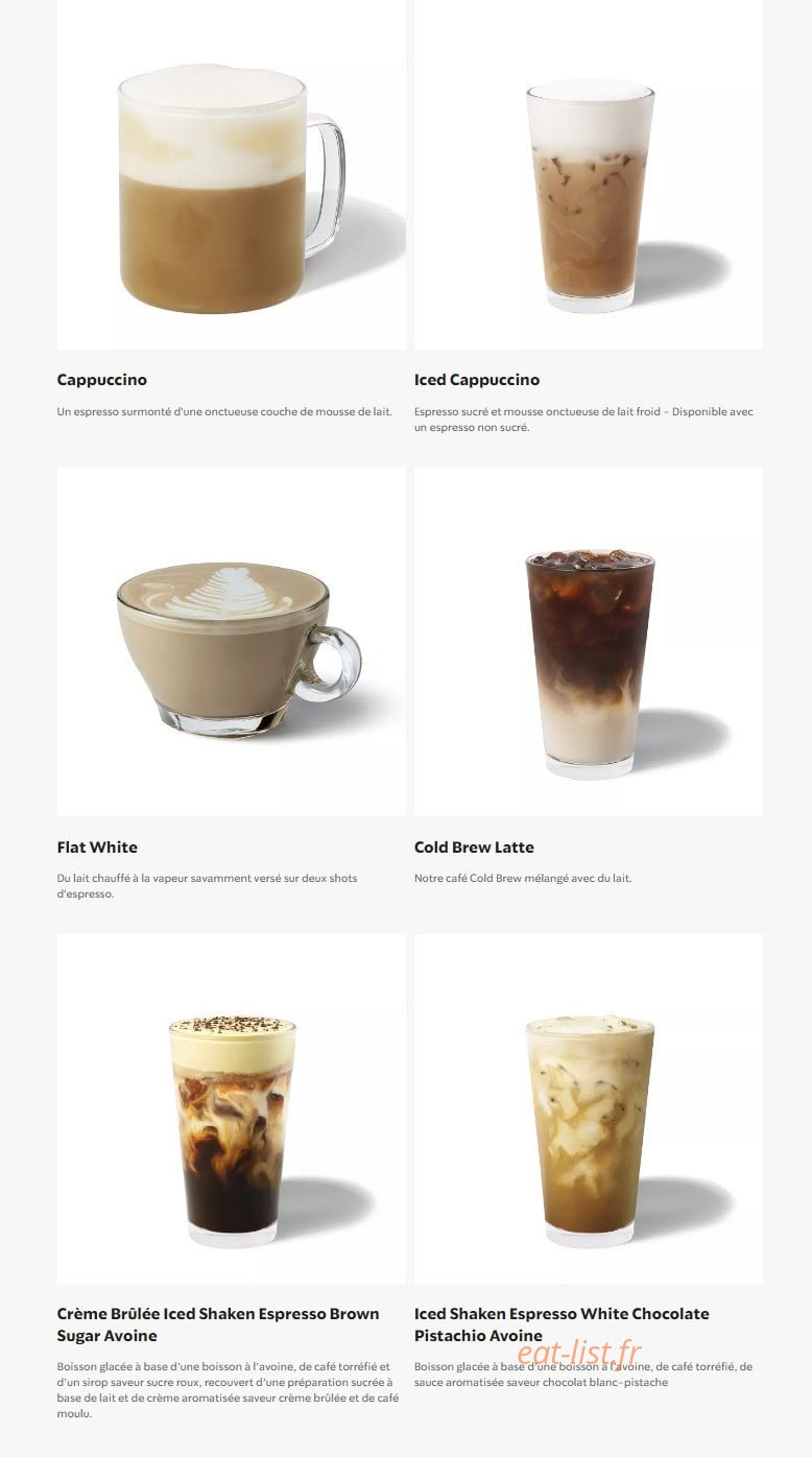 Starbucks Coffee — carte page 2
