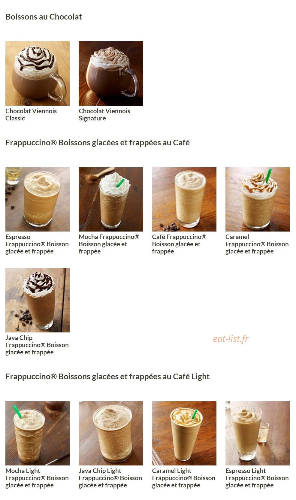 Starbucks Coffee — carte page 2
