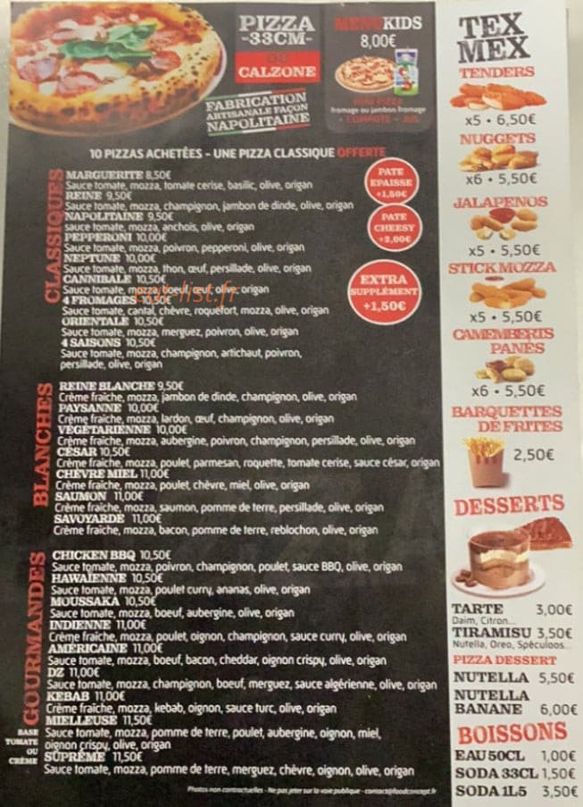Street Food Pizza — carte page 3