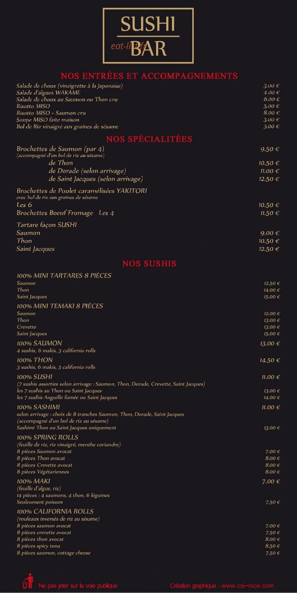 Sushi Bar — carte page 2