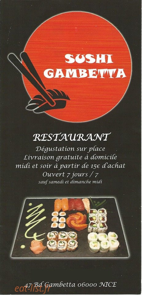Sushi Gambetta — carte page 1