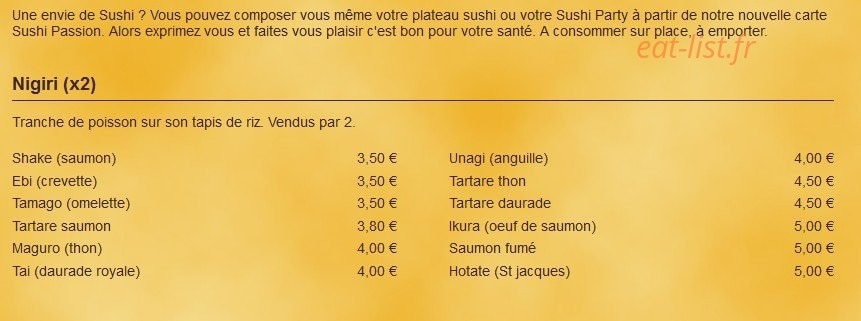 Sushi Passion — carte page 4