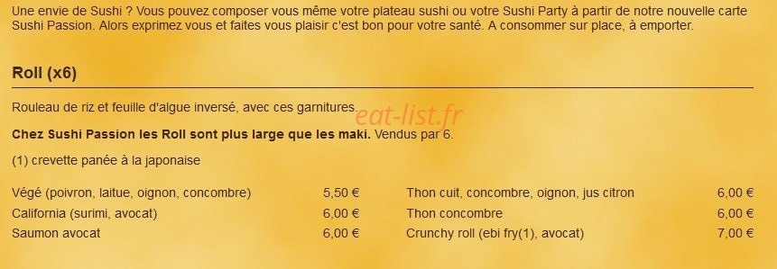 Sushi Passion — carte page 6