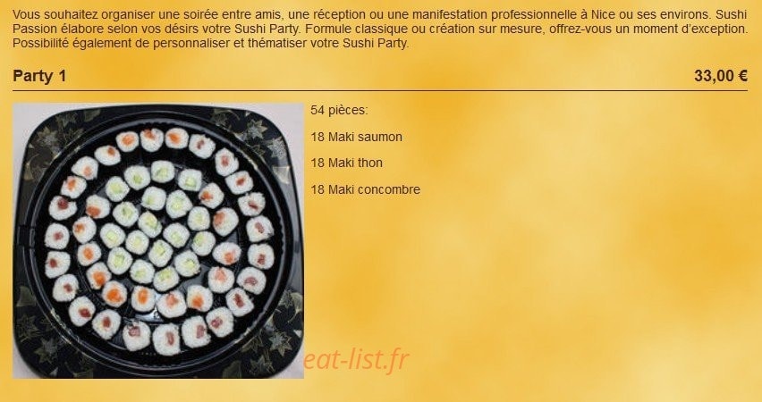 Sushi Passion — carte page 1