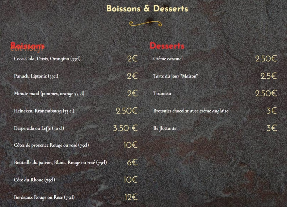 Tendre Poulet — carte page 8