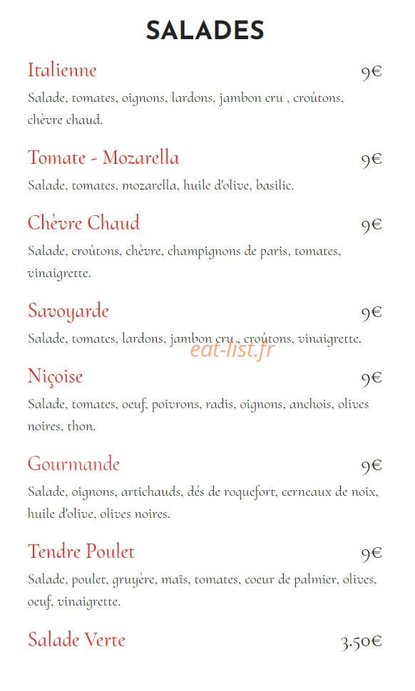 Tendre Poulet — carte page 4