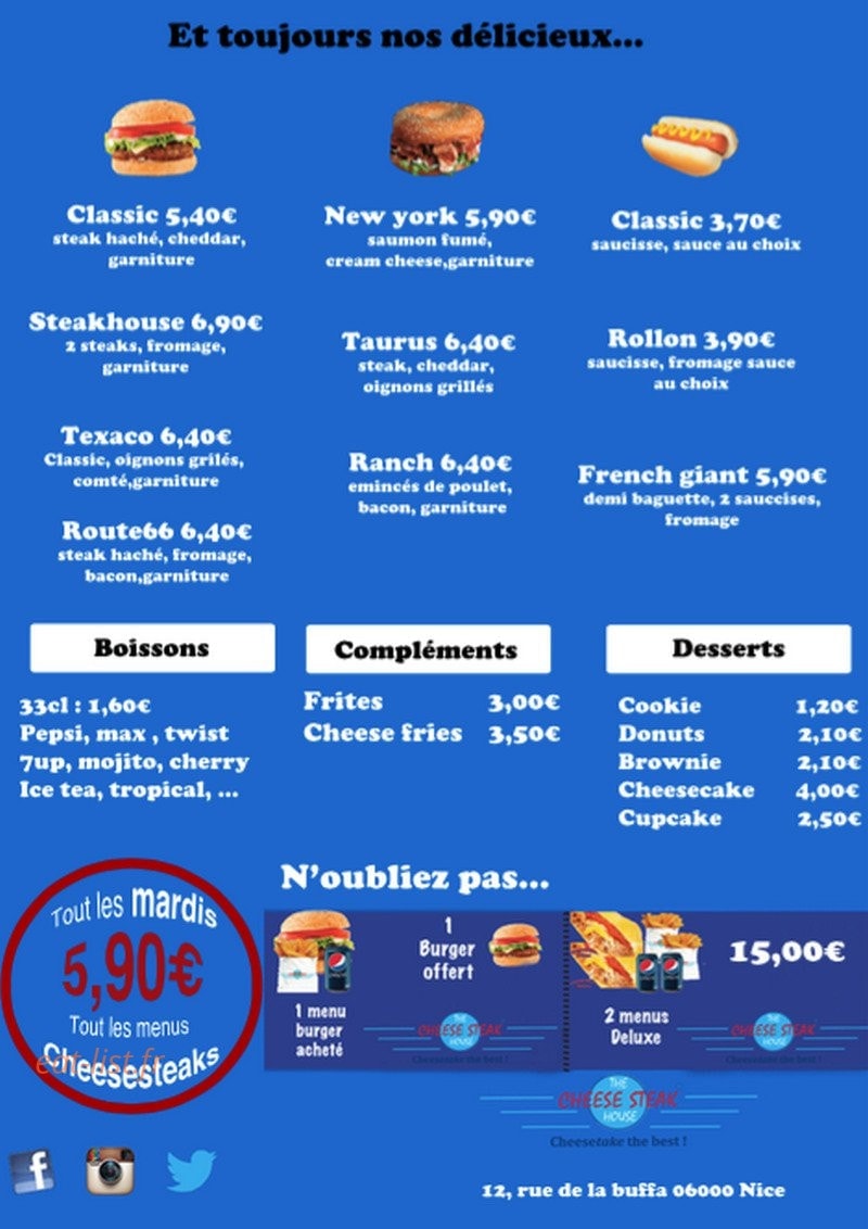 The Cheese — carte page 1