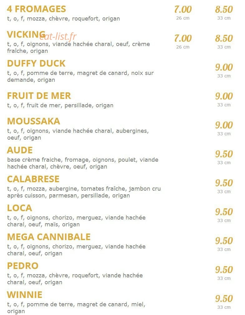 Tof Pizza — carte page 4