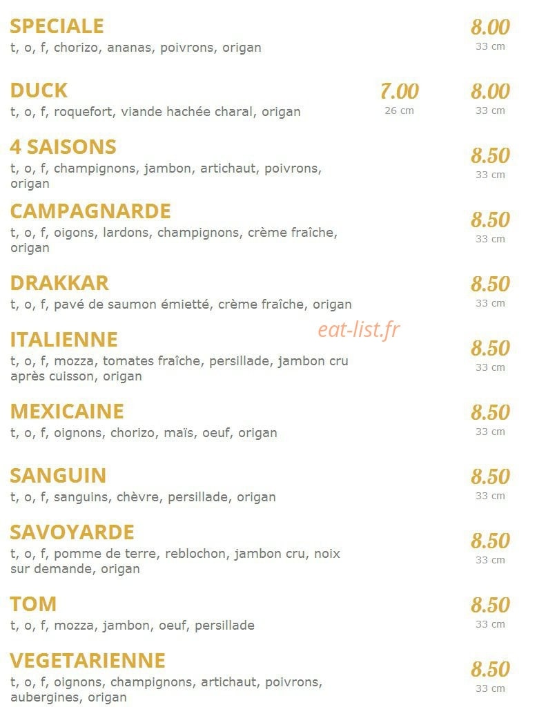 Tof Pizza — carte page 3