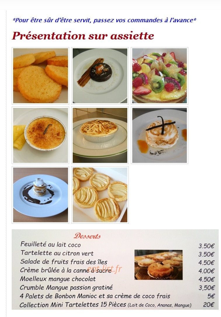 Traiteur Créole — carte page 4