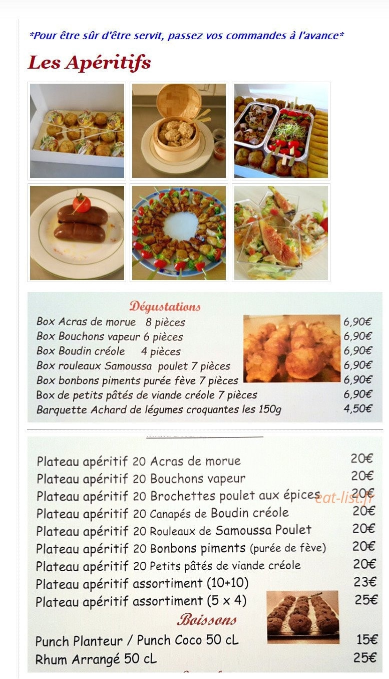 Traiteur Créole — carte page 1