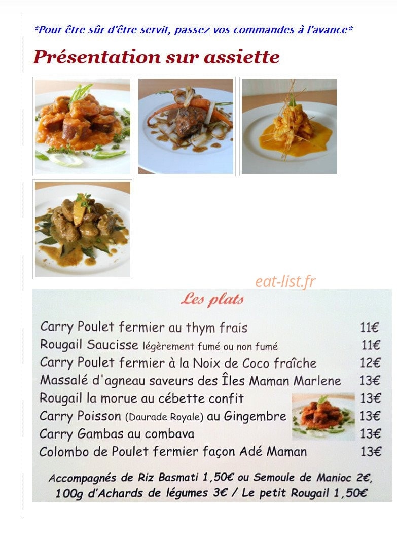 Traiteur Créole — carte page 3