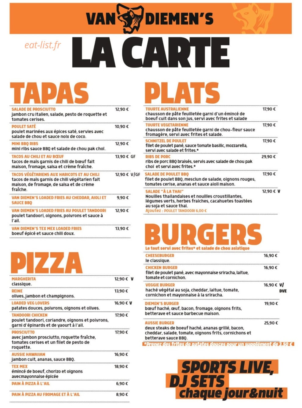Van Diemen's — carte page 1