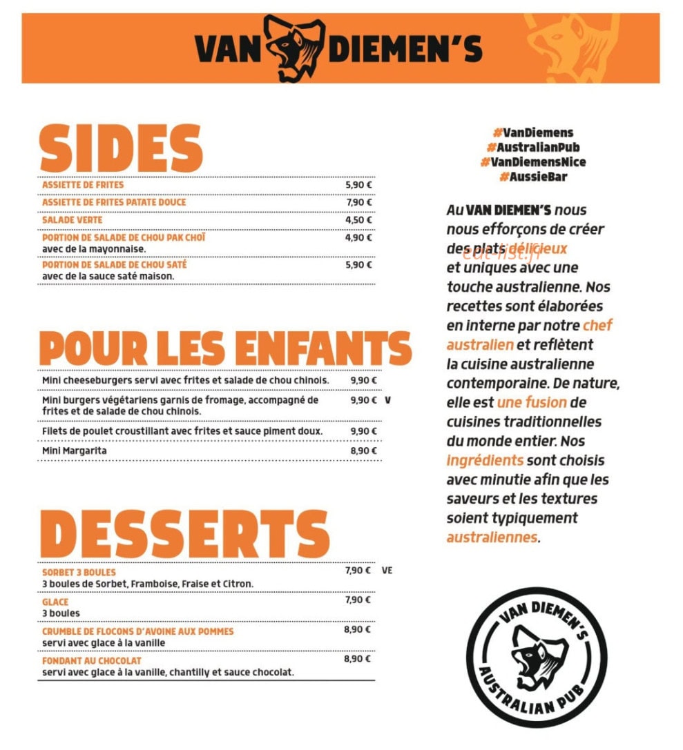 Van Diemen's — carte page 2