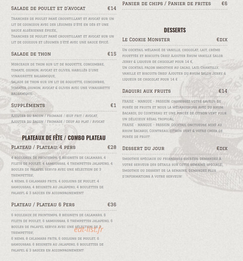 Waka Bar — carte page 3