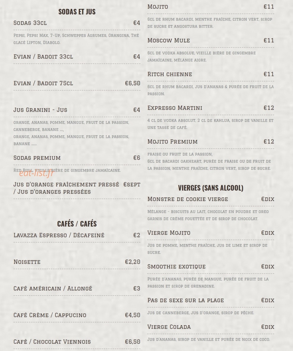 Waka Bar — carte page 2