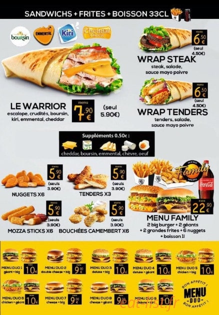 Warrior burger — carte page 3