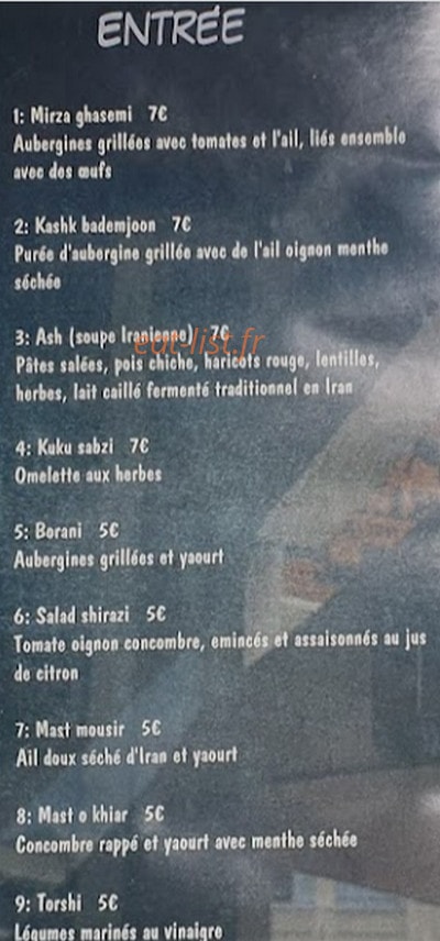 Yass Resto — carte page 2
