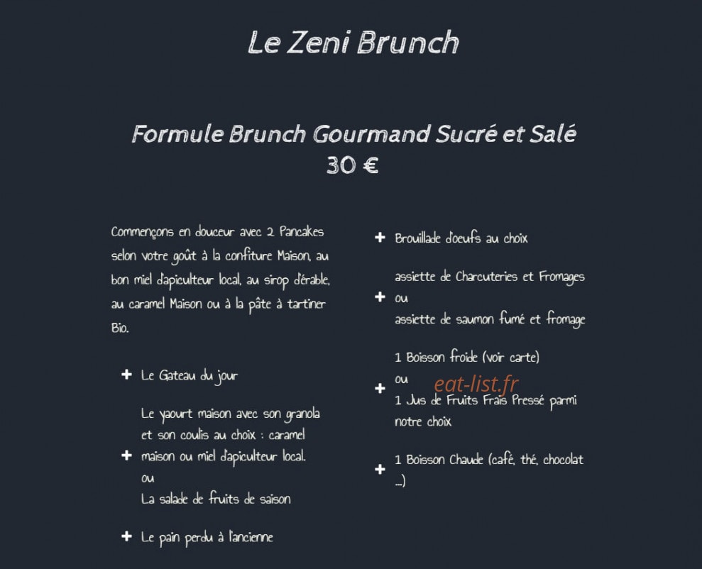 Zeni Coffee — carte page 1