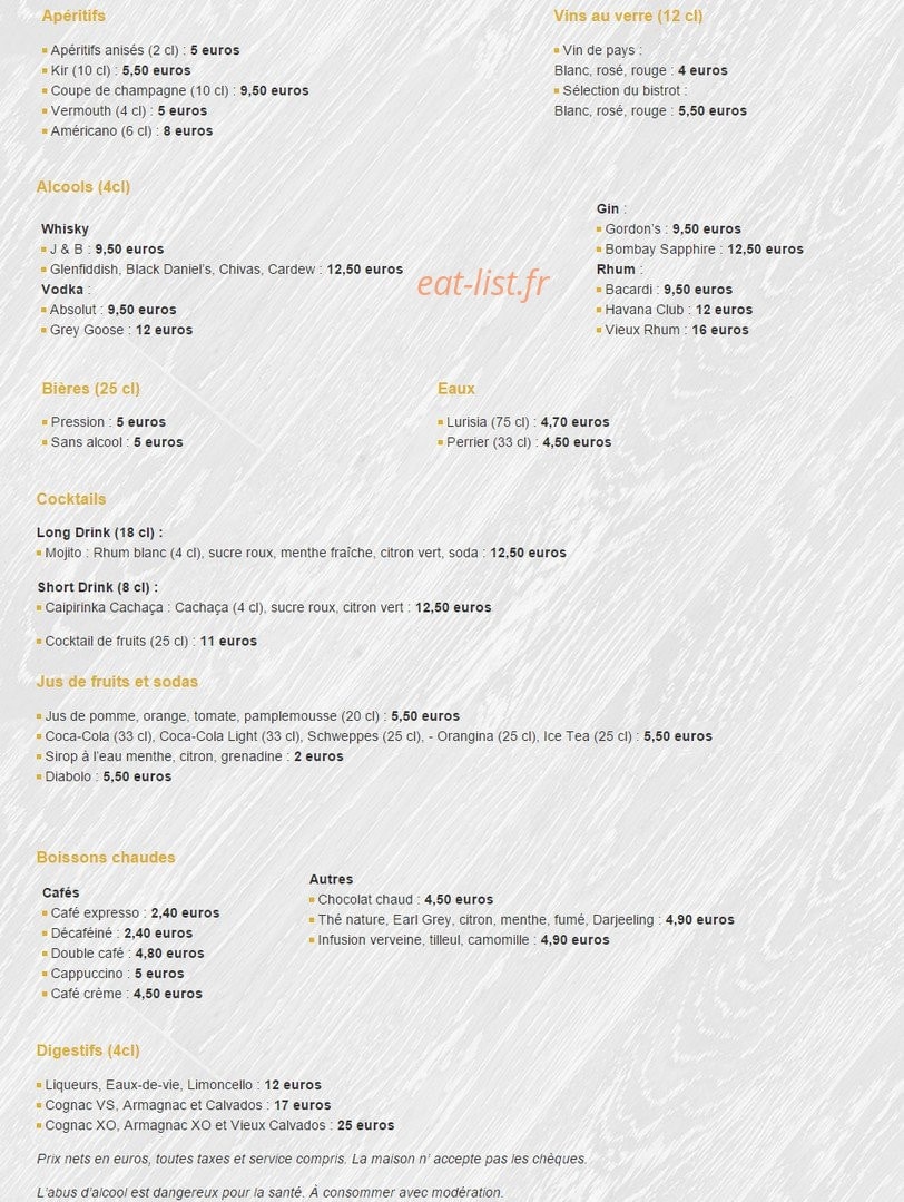 Bistrot Saint Sauveur — carte page 10