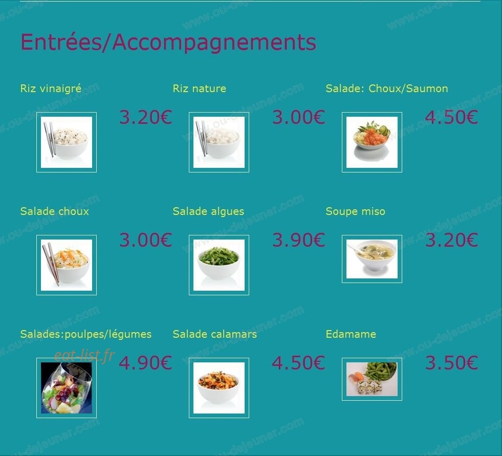 California Sushi — carte page 1