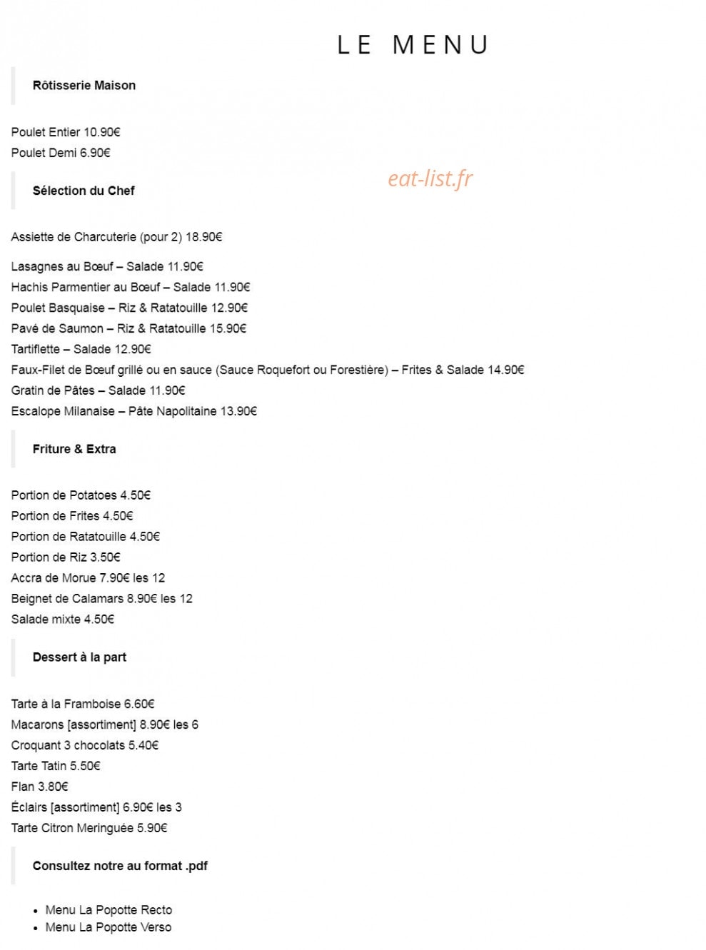 La Popotte — carte page 1