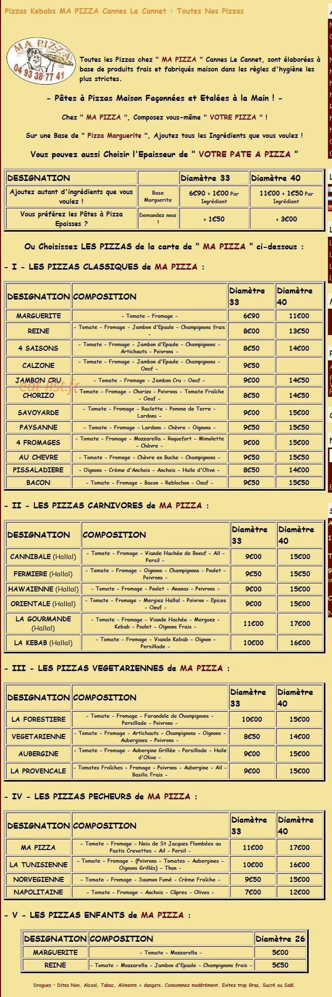 Ma Pizza — carte page 3