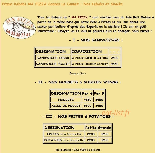 Ma Pizza — carte page 4