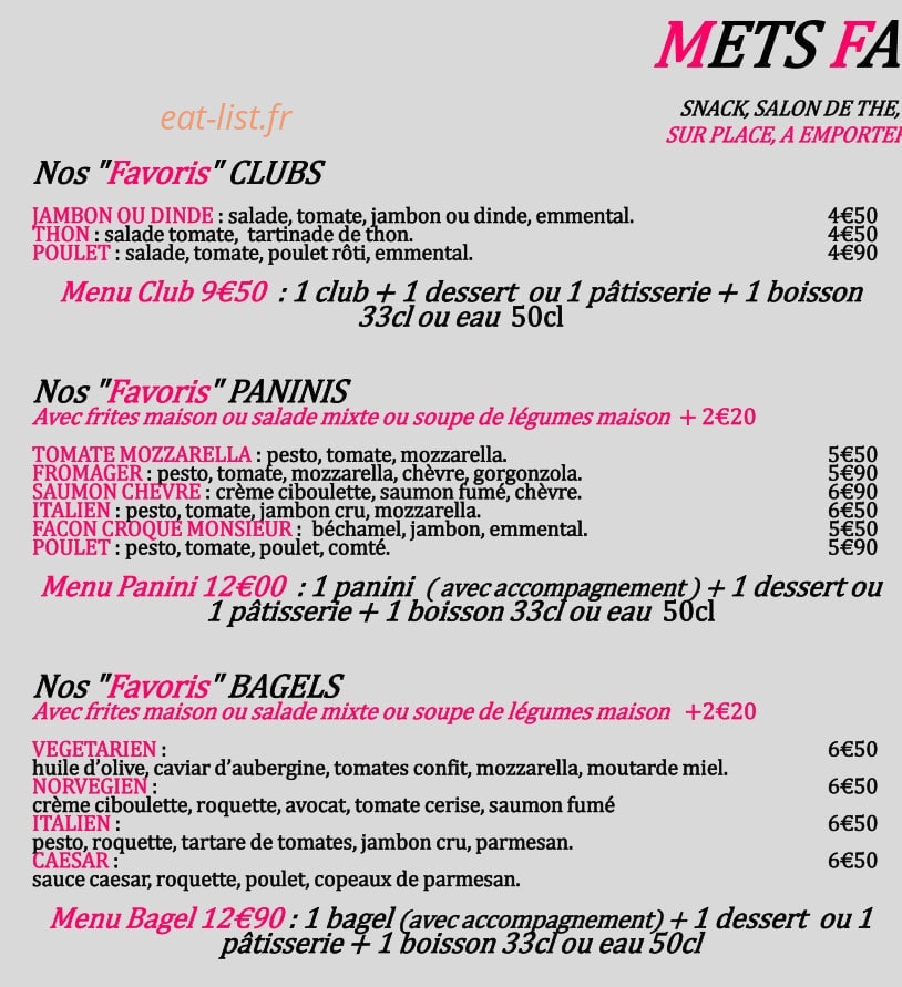 Mets Favoris — carte page 1