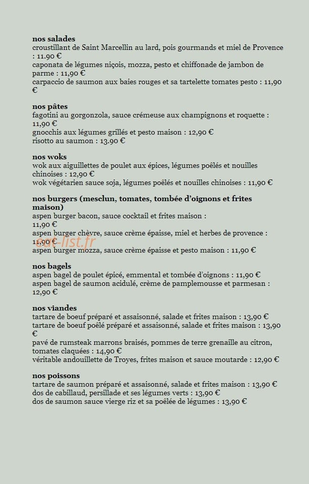 Aspen country club — carte page 1