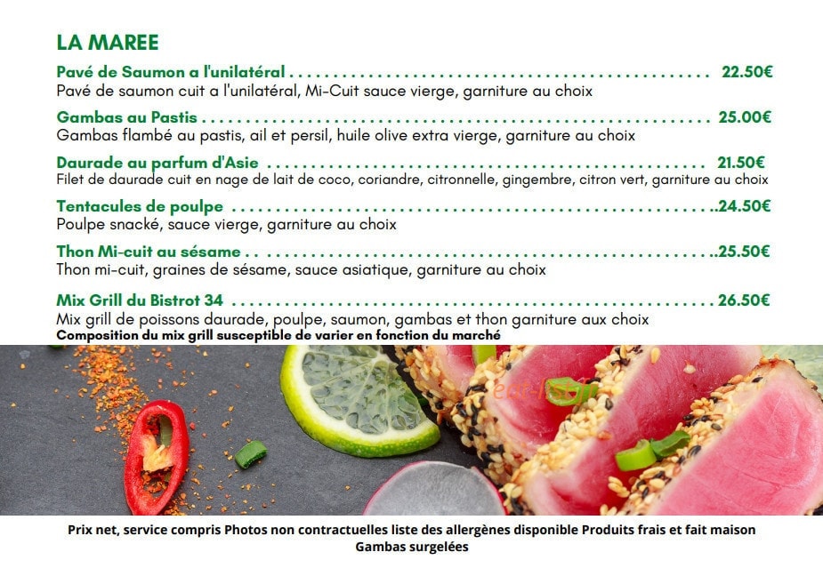 Bistrot 34 — carte page 4
