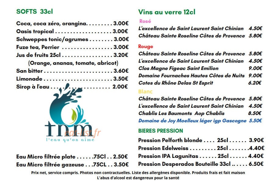 Bistrot 34 — carte page 9